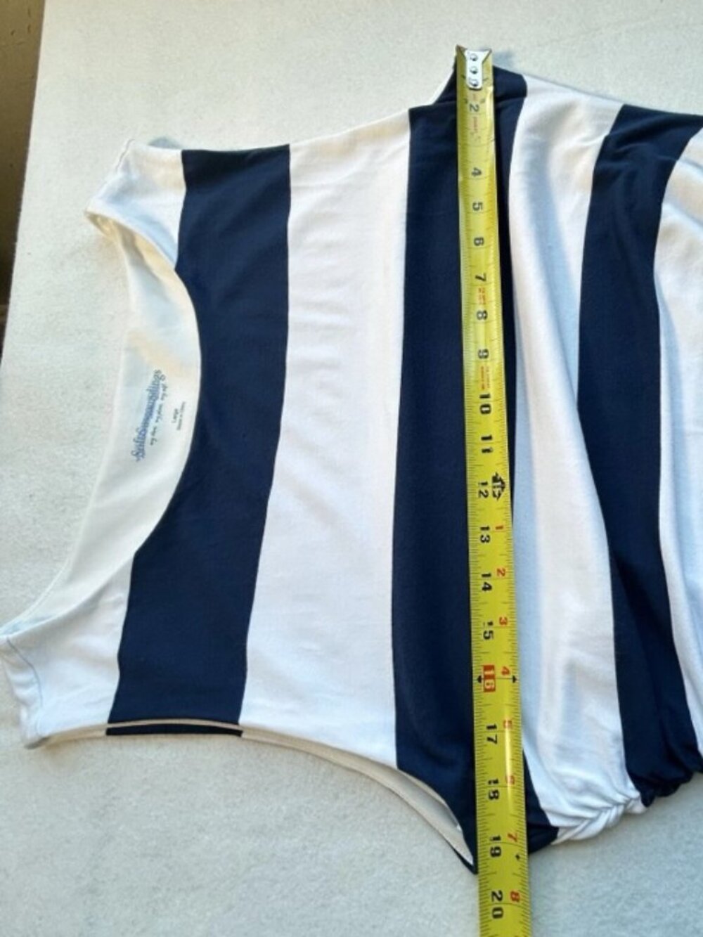 Soft Surroundings Vela Infinity Maxi Dress Navy Striped Sleeveless Coastal Sz L - Picture 10 of 13